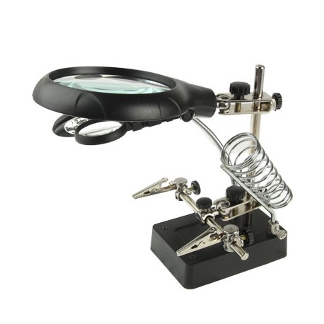 Lupa con 5 LEDs con soporte para soldador