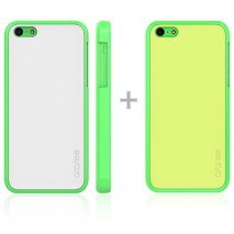Carcasa Araree iPhone 5c modelo amy trasera blanca bumper verde trasera extra amarilla