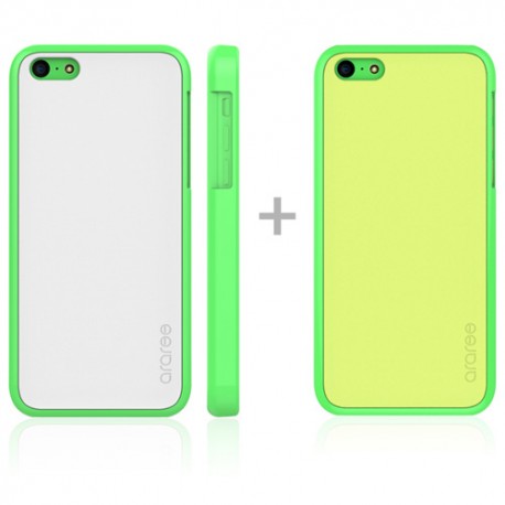 Carcasa Araree iPhone 5c modelo amy trasera blanca bumper verde trasera extra amarilla