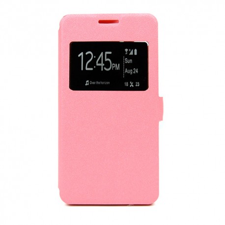 Funda tipo libro con ventana BQ Aquaris E 4,5 rosa