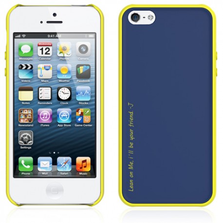 Carcasa Araree iPhone 5 / 5s modelo amy trasera azul marino bumper amarillo trasera extra negra incl