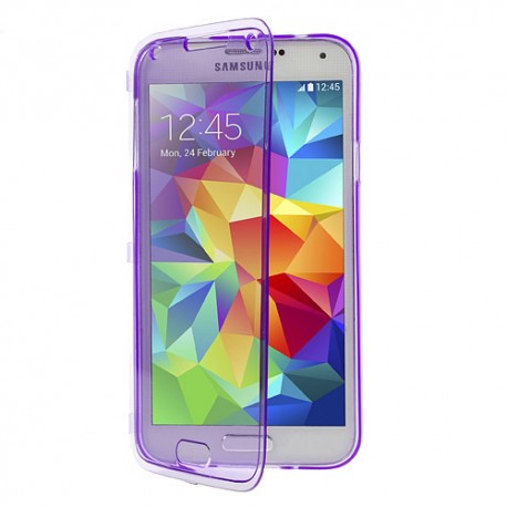 Funda tpu tipo libro Samsung Galaxy S5 G900 purpura transparente
