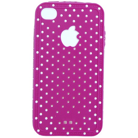 Carcasa trasera Mooster puntos iPhone 4 fucsia