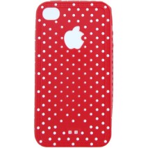 Carcasa trasera Mooster puntos iPhone 4 roja