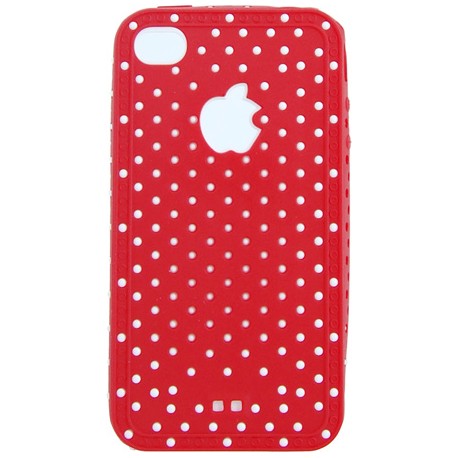 Carcasa trasera Mooster puntos iPhone 4 roja
