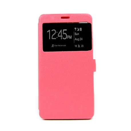 Funda  tipo libro con ventana BQ Aquaris E5 rosa