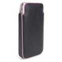 Funda Mooster iPhone 4 simil piel negra con ribete rosa