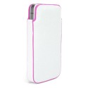 Funda Mooster iPhone 4 simil piel blanca con ribete rosa