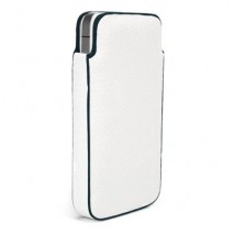 Funda Mooster iPhone 4 simil piel blanca con ribete negra