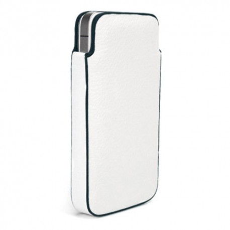 Funda Mooster iPhone 4 simil piel blanca con ribete negra