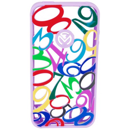 Funda Mooster trasera iPhone 4 / 4S goma numeros violeta