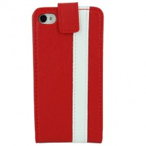 Funda cartuchera Mooster iPhone 4 vertical c/cierre roja linea blanca