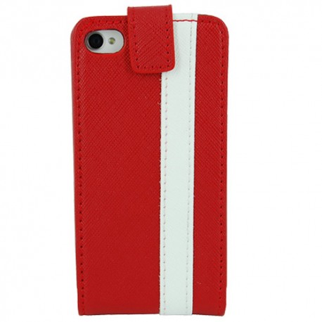 Funda cartuchera Mooster iPhone 4 vertical c/cierre roja linea blanca