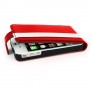 Funda cartuchera Mooster iPhone 4 vertical c/cierre roja linea blanca