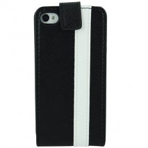 Funda cartuchera Mooster iPhone 4 vertical c/cierre negra linea blanca