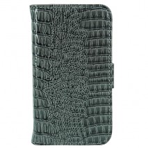 Funda cartuchera Mooster iPhone 4 horizontal c/cierre acabado cocodrilo gris