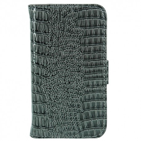 Funda cartuchera Mooster iPhone 4 horizontal c/cierre acabado cocodrilo gris