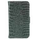 Funda cartuchera Mooster iPhone 4 horizontal c/cierre acabado cocodrilo gris