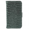 Funda cartuchera Mooster iPhone 4 horizontal c/cierre acabado cocodrilo gris