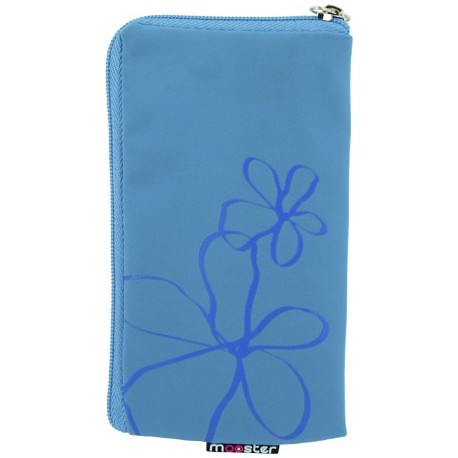 Funda Mooster universal c/cremallera azul flor pintada para Ibold B