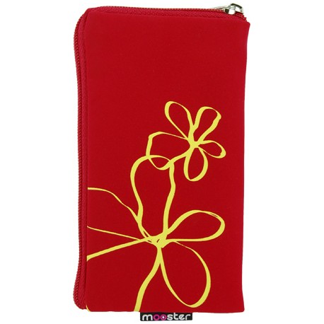 Funda Mooster universal c/cremallera roja flor pintada para Ibold B