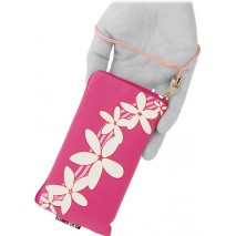 Funda Mooster universal c/cremallera rosa fucsia estampado hawaiano para iPhone 5 / Ibold b