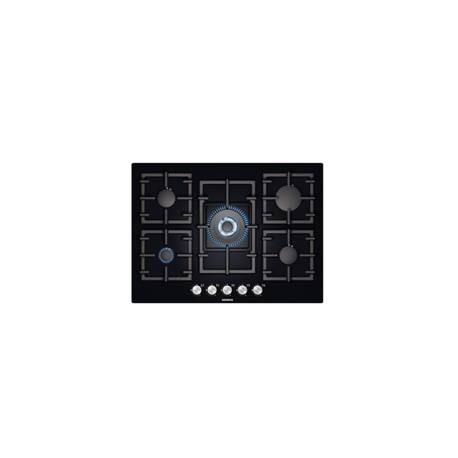 PLACA DE GAS SIEMENS EP716QB91E ENCASTRE 70cm, 5 QUEMADORES, WOK, CRISTAL NEGRO