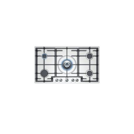 PLACA DE GAS BOSCH PCR915B91E ENCASTRE 90cm, 5 QUEMADORES, WOK, PARRILLA, ACERO INOX