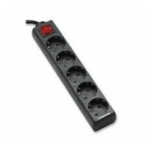 REGLETA 5 TOMAS CON INTERRUPTOR NEGRA