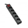 REGLETA 5 TOMAS CON INTERRUPTOR NEGRA