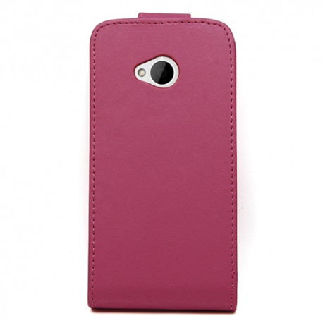 Funda HTC One M7 fucsia de piel slim