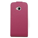 Funda HTC One M7 fucsia de piel slim