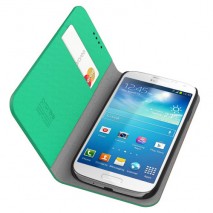 Funda Araree Samsung Galaxy S4 I9500 smart wallet de piel verde con carcasa rosa, funcion auto-desbl