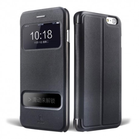 Funda tipo libro con ventana iPhone 6 plus 5,5 negra