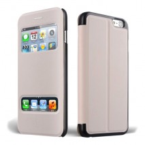 Funda tipo libro con ventana iPhone 6 plus 5,5 gris