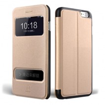 Funda tipo libro con ventana iPhone 6 plus 5,5 champagne