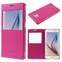 Funda tipo libro con ventana Samsung Galaxy S6 G920 rosa fucsia