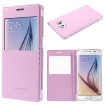 Funda tipo libro con ventana Samsung Galaxy S6 G920 rosa