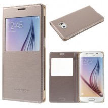 Funda tipo libro con ventana Samsung Galaxy S6 G920 oro