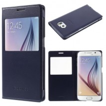 Funda tipo libro con ventana Samsung Galaxy S6 G920 azul oscuro