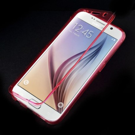 Funda tpu tipo libro Samsung Galaxy S6  G920 rojo transparente