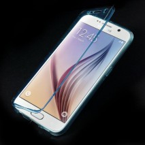 Funda tpu tipo libro Samsung Galaxy S6  G920 azul claro transparente