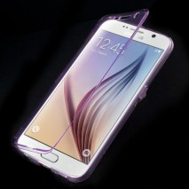 Funda tpu tipo libro Samsung Galaxy S6  G920 purpura transparente