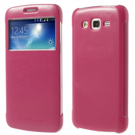 Funda tipo libro con ventana samsung Galaxy Grand 2  G7102/G7105  rosa