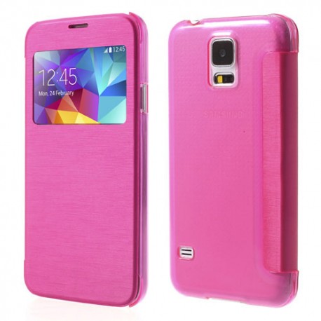 Funda tipo libro con ventana Samsung Galaxy S5 G900 rosa