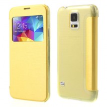 Funda tipo libro con ventana Samsung Galaxy S5 G900 amarilla