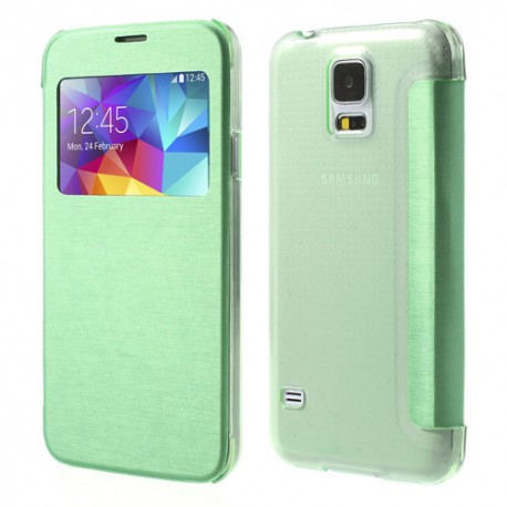 Funda tipo libro con ventana Samsung Galaxy S5 G900 verde