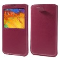 Funda Smartphone rosa simil piel tipo Pull up con ventana