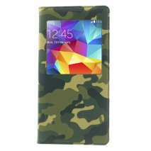 Funda tipo libro con ventana Samsung Galaxy S5 G900 camuflaje verde