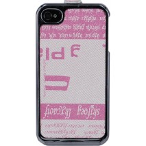 Funda rigida Mooster iPhone 4 estampado letras blanco/rosa